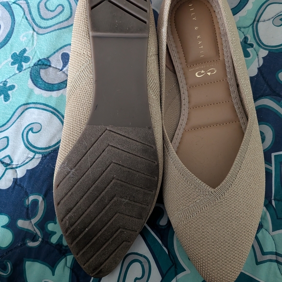 Kelly & Katie Beige Textured Flats - Picture 2 of 2